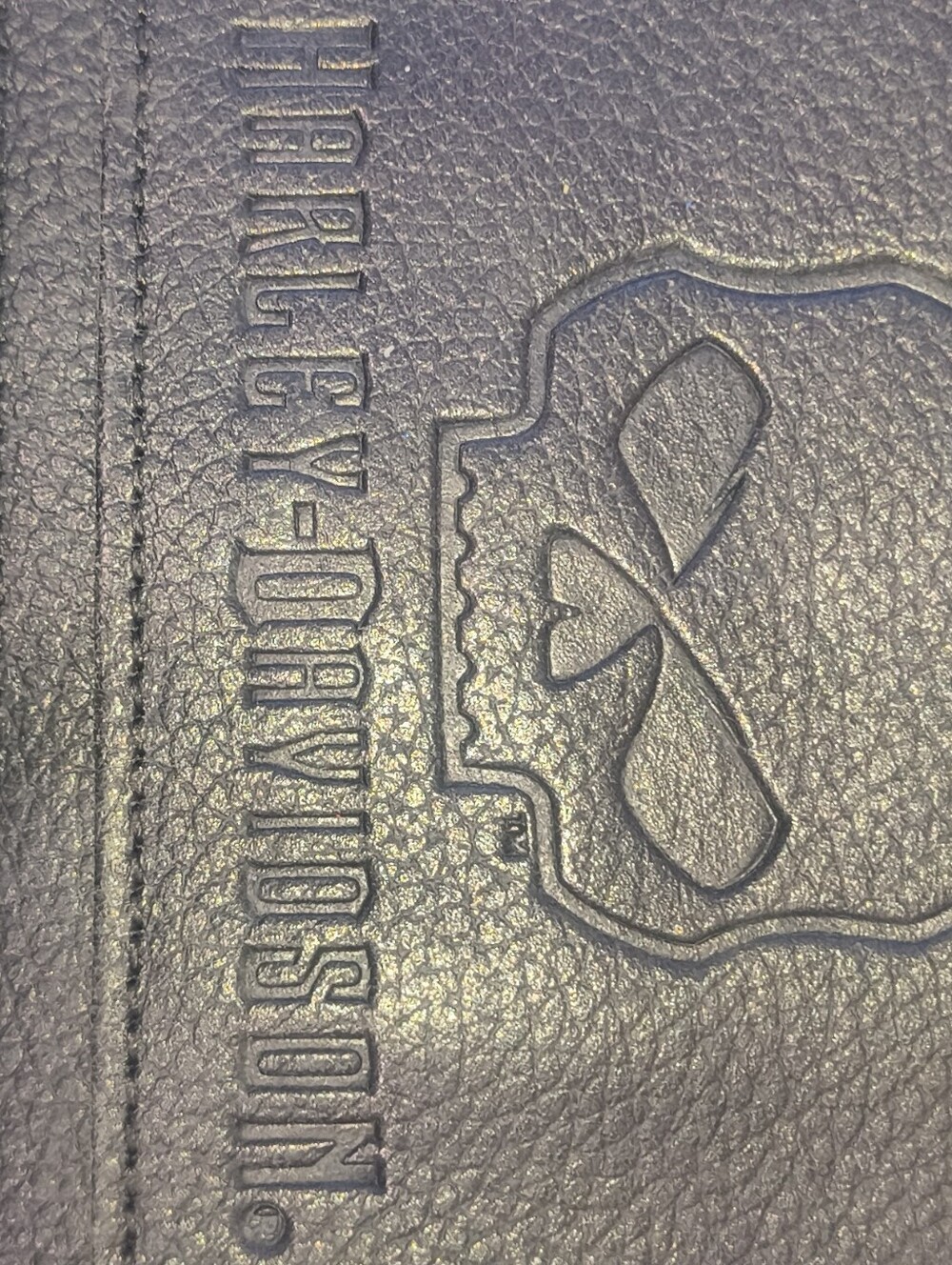 Harley-Davidson Black Leather Bifold Wallet with Embossed Skull
